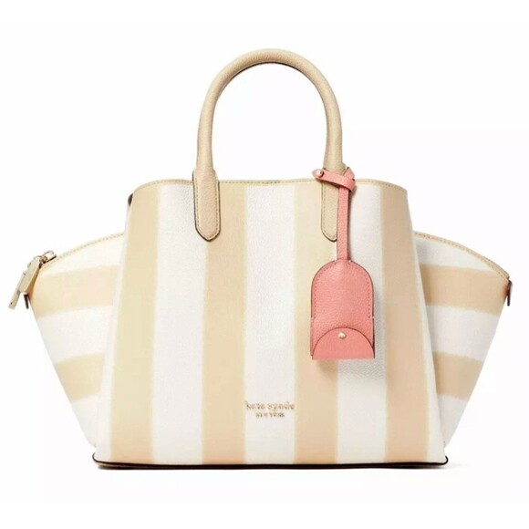kate spade Handbags - New Kate Spade Avenue Awning Stripe Medium Satchel Warm Stone